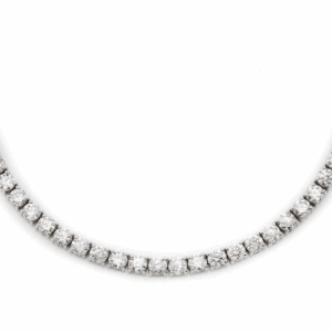 12pt prong set diamond tennis necklace 14k solid gold 20.00ctw