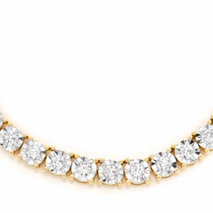 12pt miracle set diamond tennis necklace 14k solid gold 12.00ctw