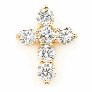 25pt Hidden Bail Cross Pendant 14k Solid Gold 1.45ctw