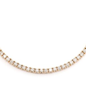 3pt prong set diamond tennis necklace 14k solid gold 6.50ctw