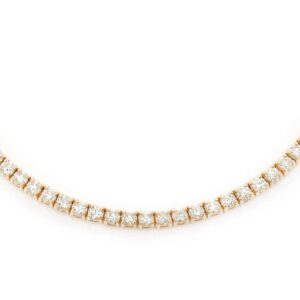6pt Prong Set Diamond Tennis Necklace 14k Solid Gold 10.50ctw