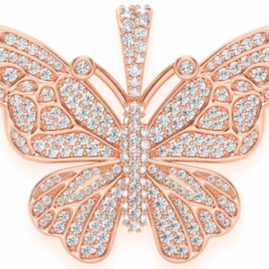 Butterfly Diamond Pendant 14k Solid Gold 2.00ctw