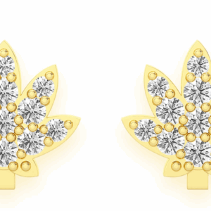 Cannabis Leaf Stud Diamond Earrings 14k Solid Gold 0.10ctw