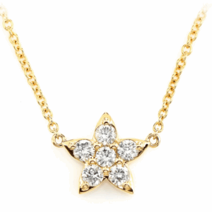 Diamond Star Necklace Attached 14k Solid Gold 0.39ctw