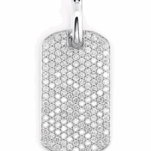 Diamond Pave Dog Tag Pendant 14k Solid Gold 3.30ctw