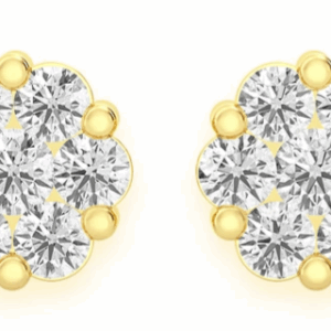 0.75ctw Flower Stud Diamond Earrings 14k Solid Gold