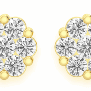 0.50ctw Flower Stud Diamond Earrings 14k Solid Gold
