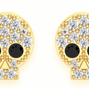 Skull Stud Diamond Earrings 14k Solid Gold 0.25ctw