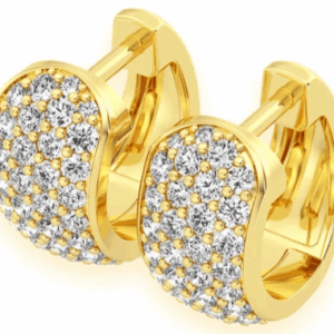 Wide Hoop Diamond Earrings 14k Solid Gold 1.20ctw