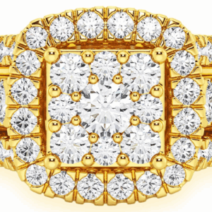 1.25ctw Three Row Square Comp Halo - Diamond Engagement Ring - All Natural