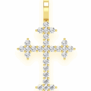 Three Point Cross Diamond Pendant 14k Solid Gold 0.45ctw