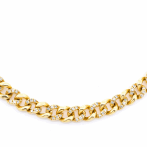 5mm miami cuban half link diamond necklace 14k solid gold 2.50ctw