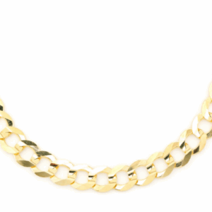 7MM Flat Curb Link 14k Solid Gold Chain