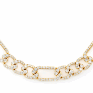 8mm figaro link diamond necklace 14k solid gold 17.00ctw