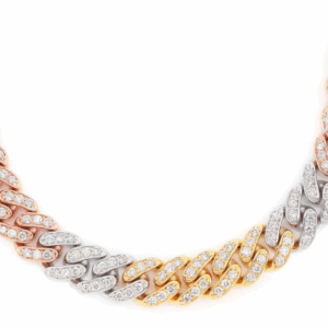 8mm miami cuban link diamond necklace 14k tri tone solid gold 10.00ctw