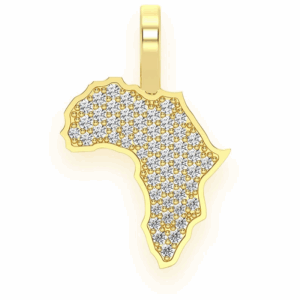 Africa Diamond Pendant 14k Solid Gold 0.25ctw