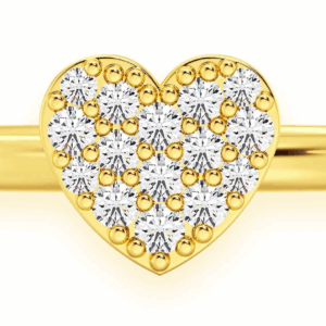 Bubbly Heart Diamond Ring 14k Solid Gold 0.10ctw