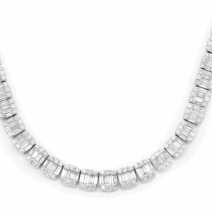baguette square link diamond necklace 14k solid gold 14.25ctw