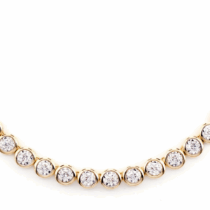 Bezel Set Miracle Diamond Tennis Necklace 14k Solid Gold 5.66ctw