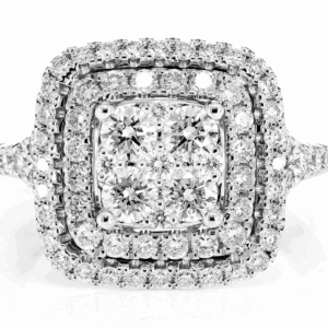 Double Halo White And Pink Diamond Engagement Ring - All Natural - 1.80ctw