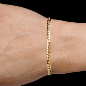3.5MM Flat Curb Bracelet 14k Solid Gold