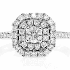 Double Halo Split Shank Diamond Ring