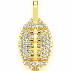 American Football Diamond Pendant 14k Solid Gold 0.40ctw