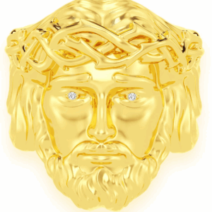 Jesus Diamond Ring 14k Solid Gold 0.02ctw