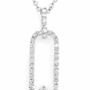 Open Oval Abstract Diamond Pendant Necklace 14k Solid Gold 0.35ctw