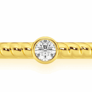 Round Bezel Rope Diamond Ring 14k Solid Gold 0.05ctw