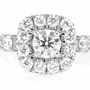 Single Band Diamond Halo Engagement Ring - All Natural - 14k Solid Gold - 1.00ctw