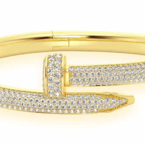 Small Nail Diamond Bangle 14k Solid Gold 2.75ctw