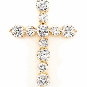 Shared Prong Diamond Hidden Bail Cross Pendant 14k Solid Gold 0.85ctw