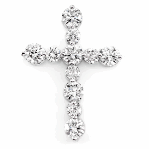 Shared Prong Hidden Bail Diamond Cross Pendant 14k Solid Gold 1.00ctw