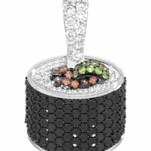 Sushi Roll Diamond Pendant 14k Solid Gold 0.60ctw
