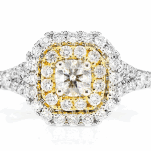 Double Halo Split Shank Diamond Engagement Ring