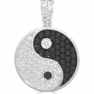 Yin Yang Black & White Diamond Pendant 14k Solid Gold 0.80ctw